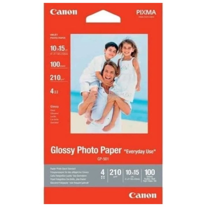 Papier photo glacé Canon GP-501 - 10x15cm - 210g - 100 feuilles