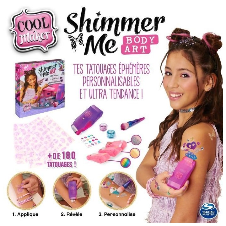 COOL MAKER - Shimmer Me Body Art - Machine a Tatouages pour enfants -