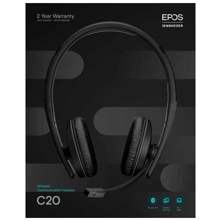 Casque-Micro - EPOS - C20 - Sans Fil - Multiplateforme - Noir
