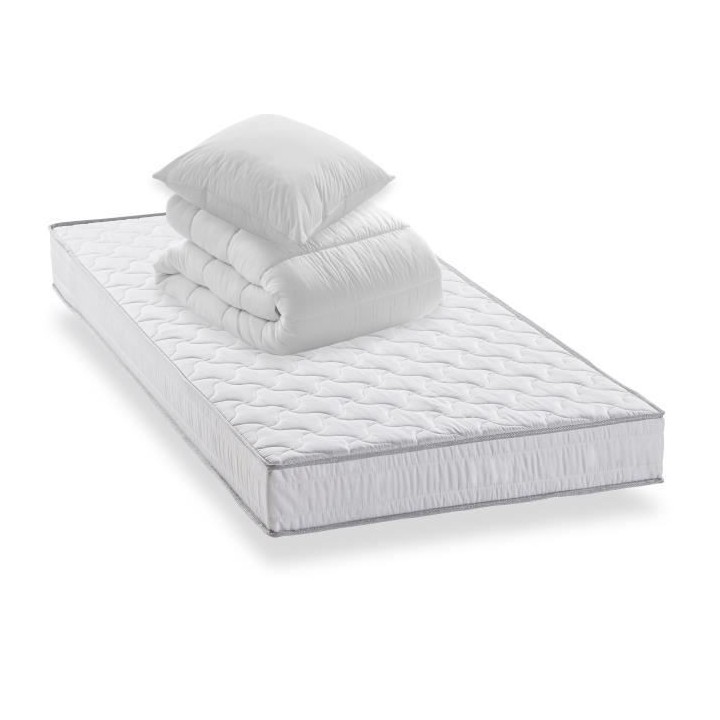 Pack Matelas 90x190 + Couette 140x200 + Oreiller 60x60 - Mousse - 16 c