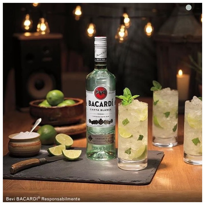 Rhum Bacardi Carta Blanca - Rhum blanc - Puerto Rico - 37,5%vol - 70cl