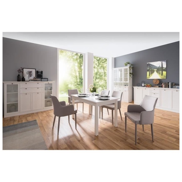 Table a manger extensible 6 a 10 personnes - Classique - Blanc - COBUR