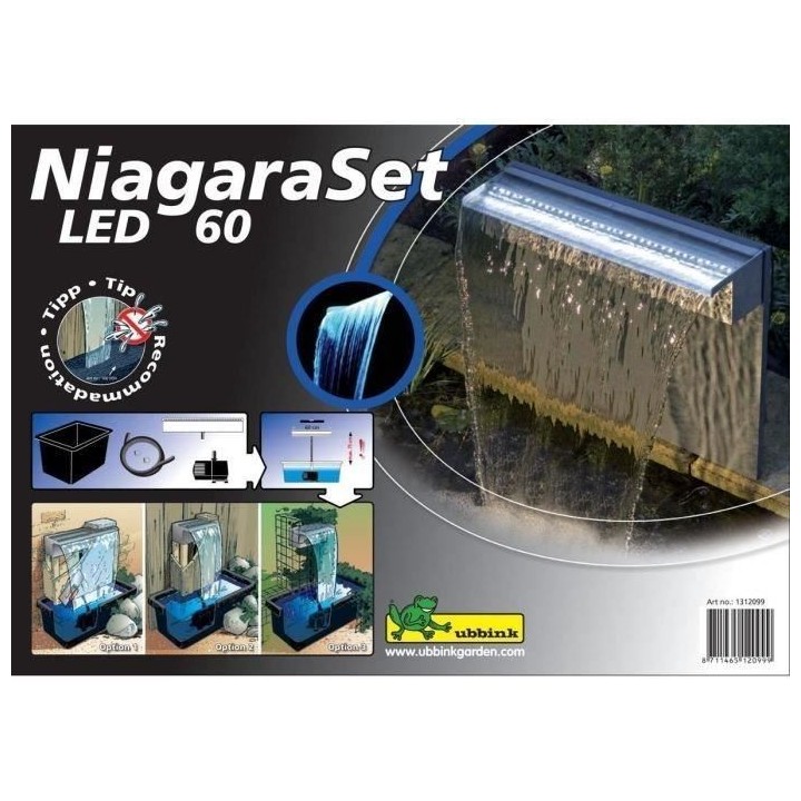 Ubbink Ensemble de cascade Niagara 60 cm LED avec pompe 401379