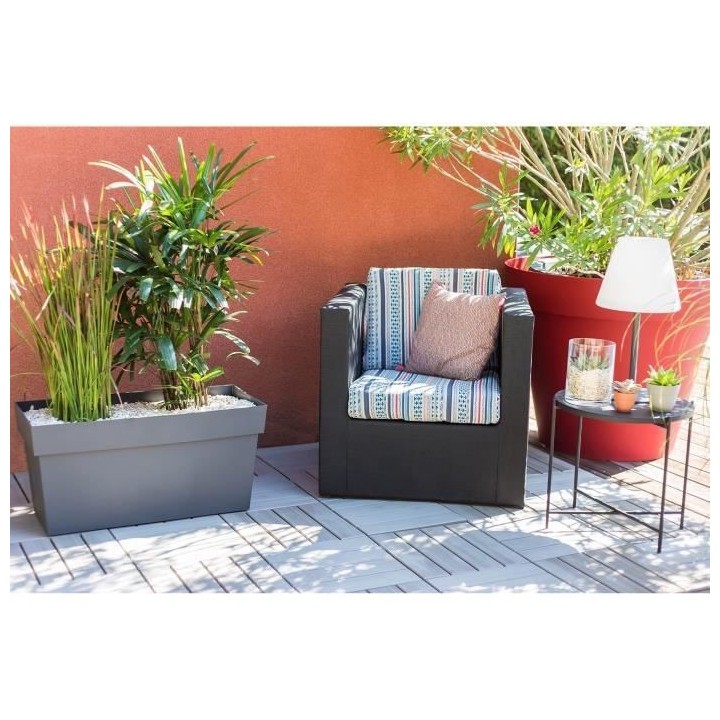 EDA Muret avec roulettes Toscane - 79 x 35 x H 39 cm - 74 L - Noir