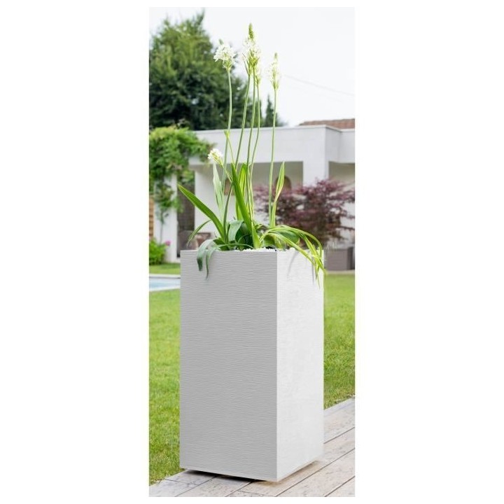 EDA Pot de fleurs haut carré Graphit - 39,5 x 39,5 x H 80 cm - 31 L -