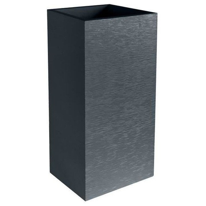 EDA Pot de fleurs haut carré Graphit - 39,5 x 39,5 x H 80 cm - 31 L -