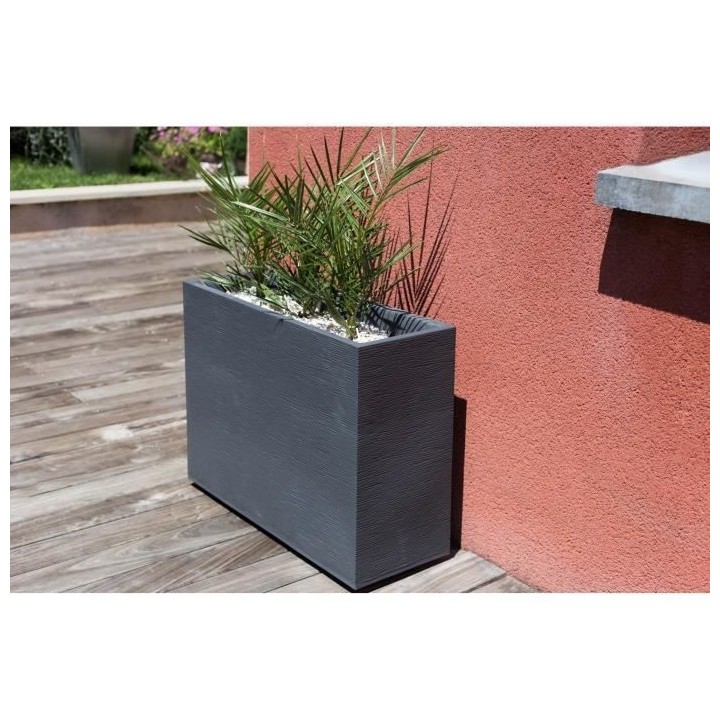 EDA PLASTIQUE Bac a fleurs Muret Loft Graphit - 46 L - 78,5 x 29,5 x 6