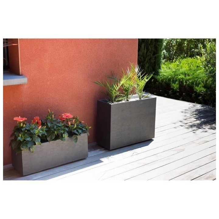 EDA PLASTIQUE Bac a fleurs Muret Loft Graphit - 46 L - 78,5 x 29,5 x 6