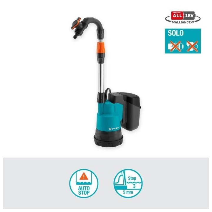GARDENA Pompe pour collecteur d'eau de pluie 2000/2 18V P4A sans batte