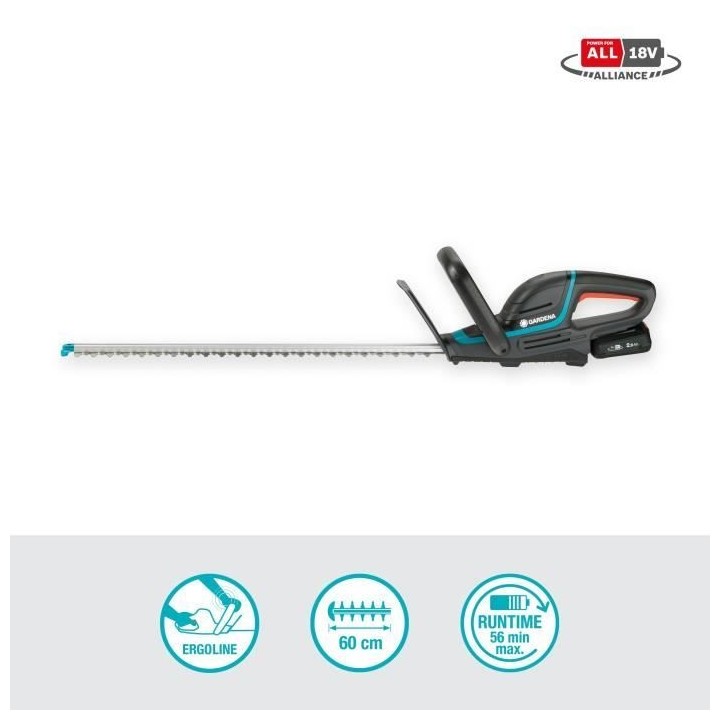 Taille-haies a batterie GARDENA - ComfortCut 60/18V - 18V - 60 cm (Liv