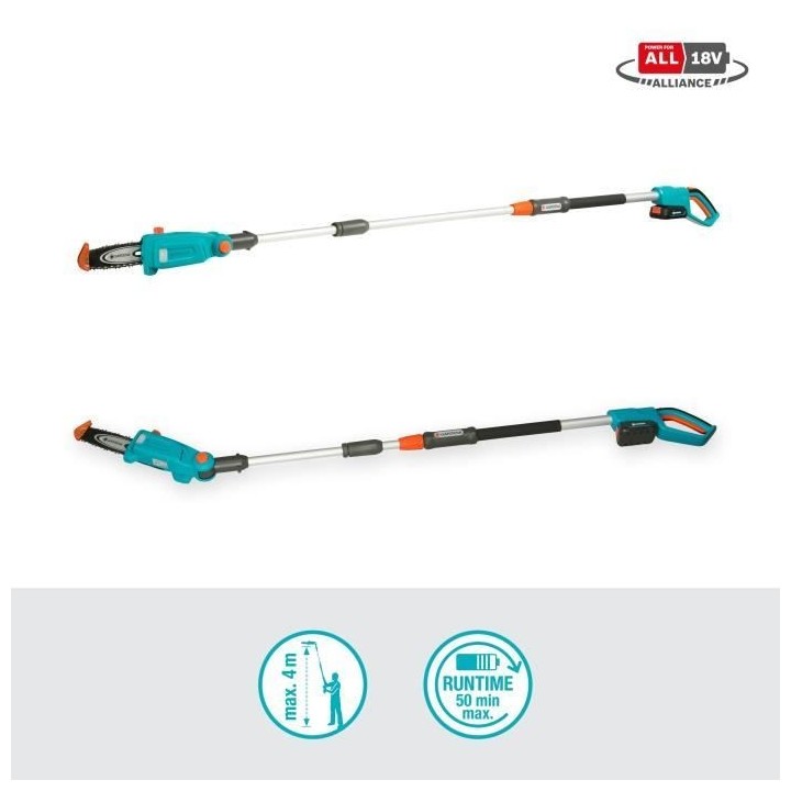 Elagueuse sur perche a batterie GARDENA - TCS 20/18V P4A - 18V - 42 cm
