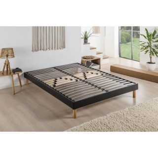 DEKO DREAM SOMKIT Sommier en Kit 140x190 cm - 20 lattes - Gris anthrac