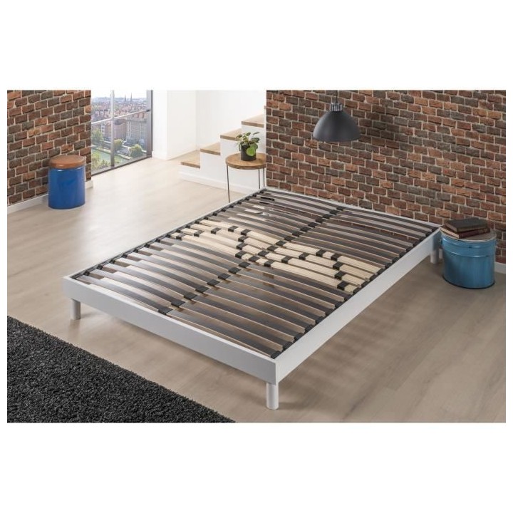 DEKO DREAM Sommier en kit 140x190 - Décor Blanc