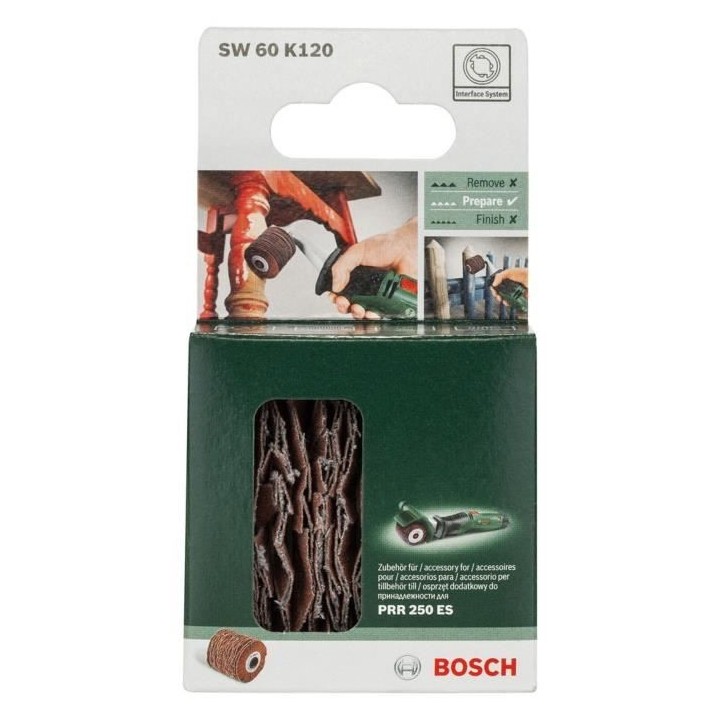 Cylindre abrasif Bosch - (Grain 120, Largeur Rouleau 60mm, Souple, Acc