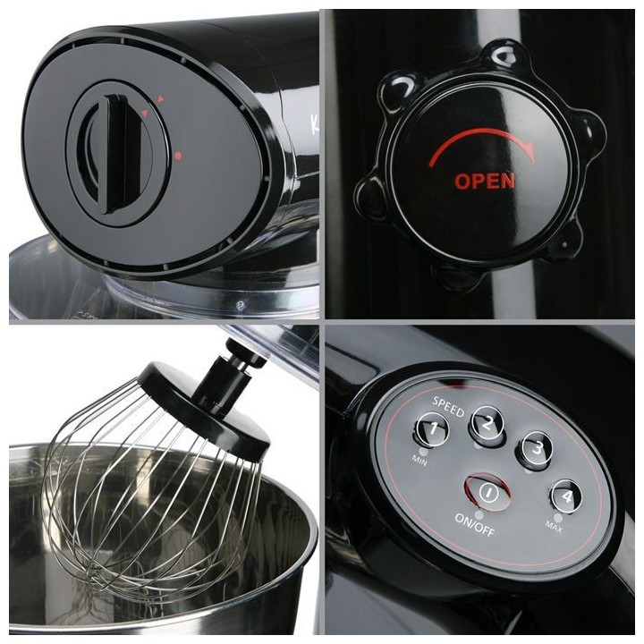 KITCHEN COOK Robot Pétrin AK80 Black - 1000W - Bol Inox 5L pour 2kg m