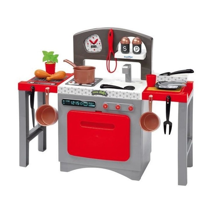 Cuisine Modulable Ecoiffier - Table + 2 Tabourets + Accessoires - Des