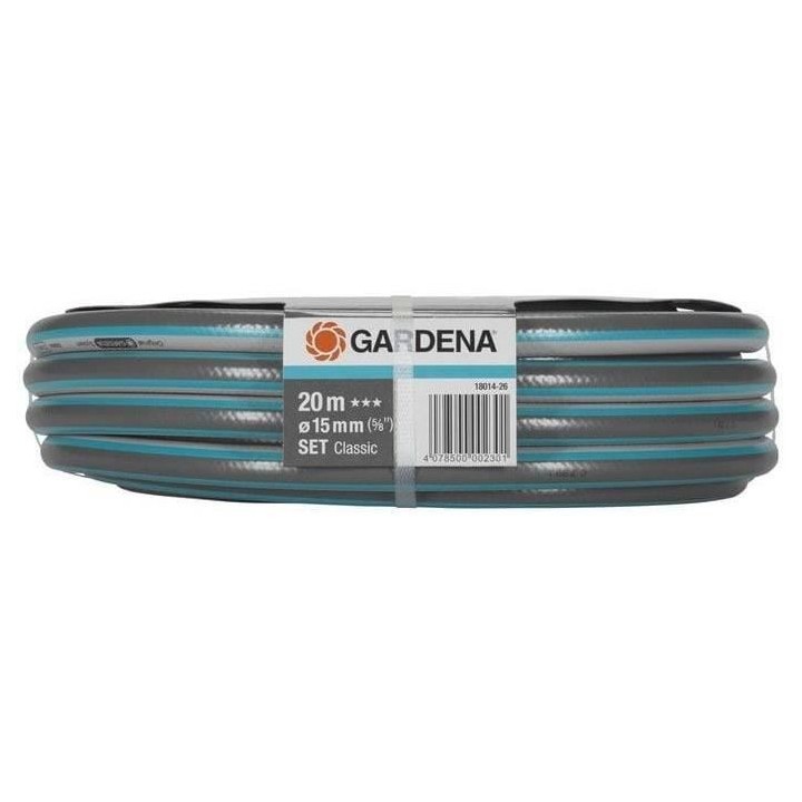 GARDENA Kit Tuyau d'arrosage Classic – Longueur 20m – Ø15mm – H