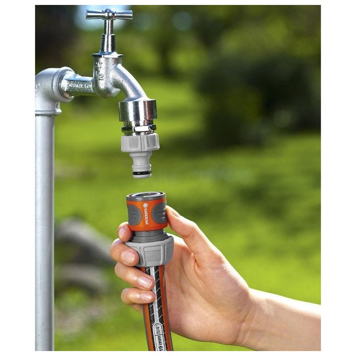 Raccord d'arrosage rapide GARDENA - Adapté tuyau Ø19 mm - Fixation 1