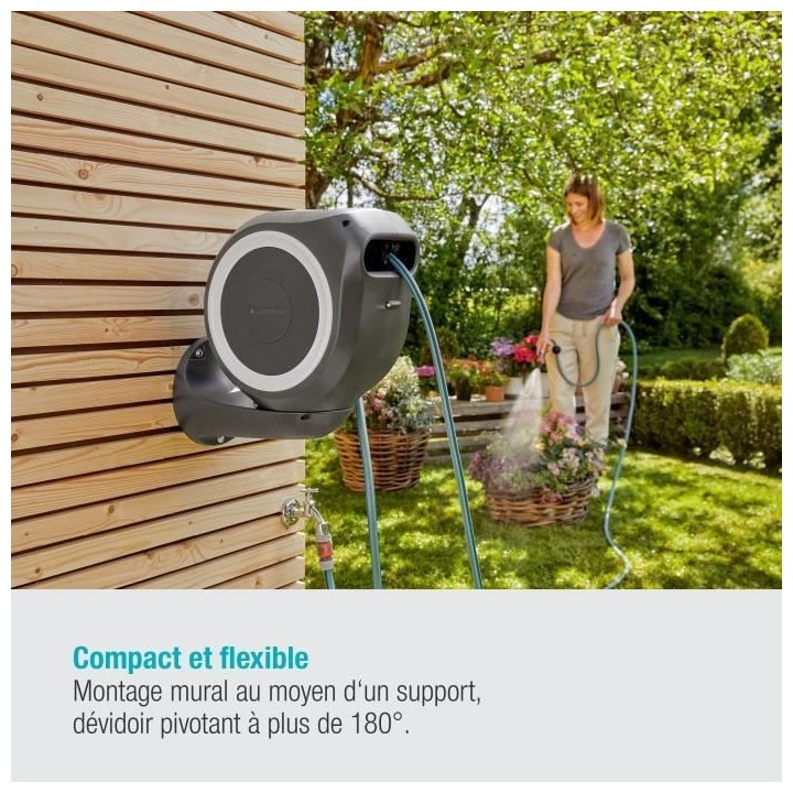 GARDENA Dévidoir automatique mural RollUp S 15 m