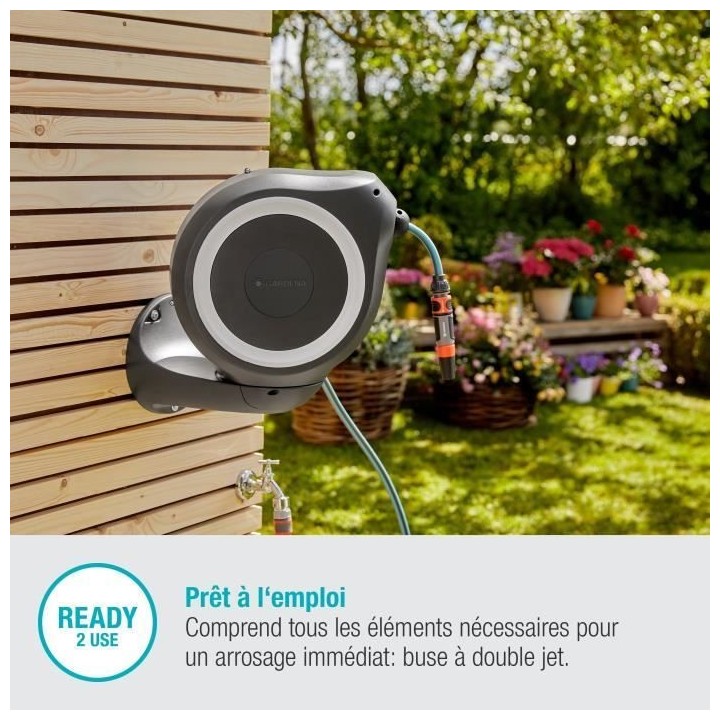 GARDENA Dévidoir automatique mural RollUp S 15 m