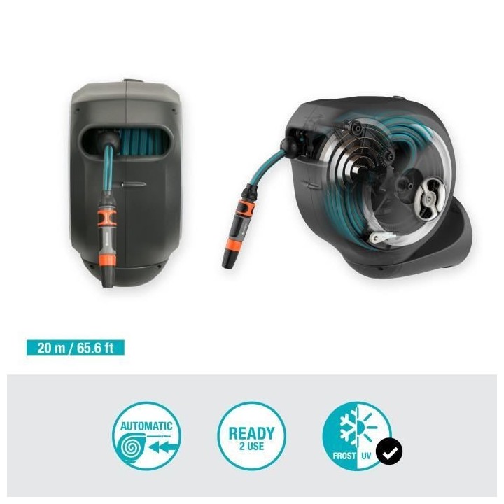 Dévidoir automatique mural RollUp M GARDENA - Longueur 20m - Ø11mm -