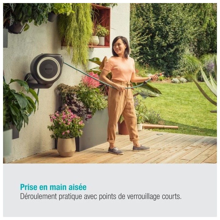 Dévidoir automatique mural RollUp M GARDENA - Longueur 20m - Ø11mm -