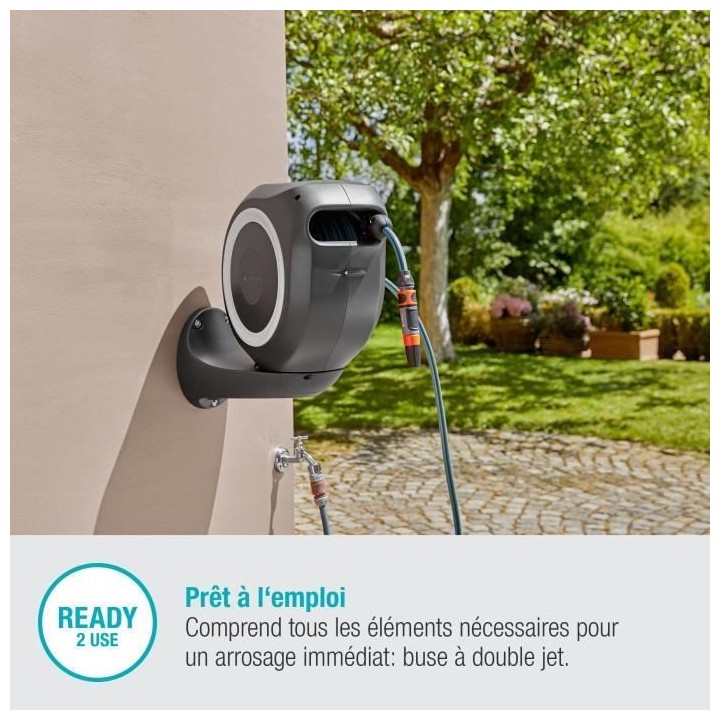 Dévidoir automatique mural RollUp M GARDENA - Longueur 20m - Ø11mm -