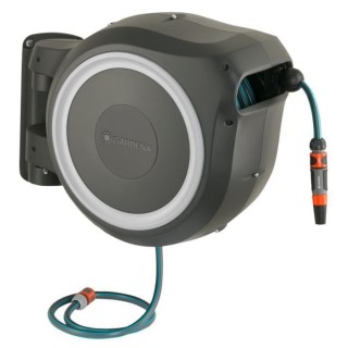 GARDENA Dévidoir automatique mural RollUp M/L liseret blanc – Longu