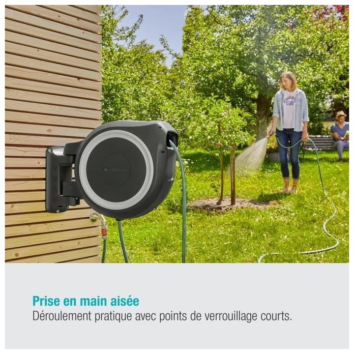 Dévidoir automatique mural GARDENA RollUp L - Longueur 30m - Ø13mm -