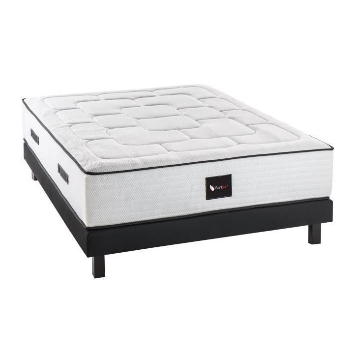 DEKO DREAM Ensemble matelas + sommier bois massif 160 x 200 - 700 ress