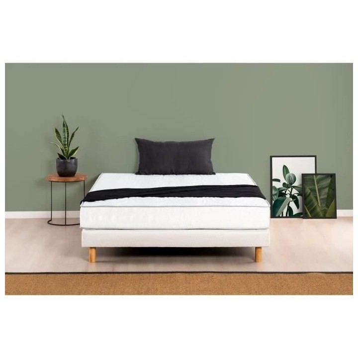 Ensemble matelas + sommier 140 x 190 - Mousse - 5 zones - 19 cm - Ferm