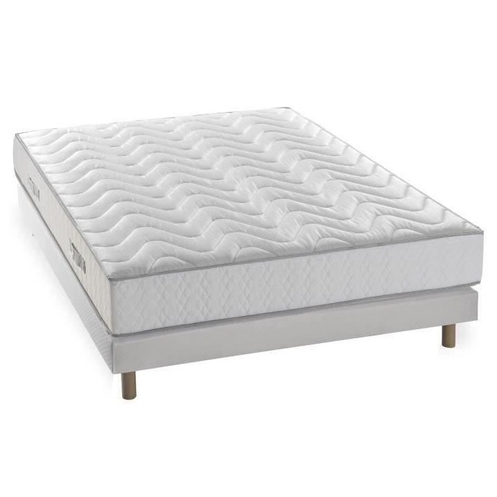 Ensemble matelas + sommier 140 x 190 - Mousse - 5 zones - 19 cm - Ferm