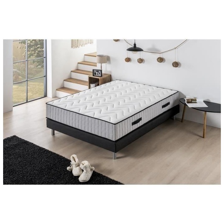Ensemble Matelas + Sommier 140x190cm - 600 ressorts ensachés - 7 zone