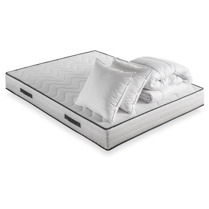 Pack pret a dormir - Matelas + sommier 140x190 + couette + 2 oreillers