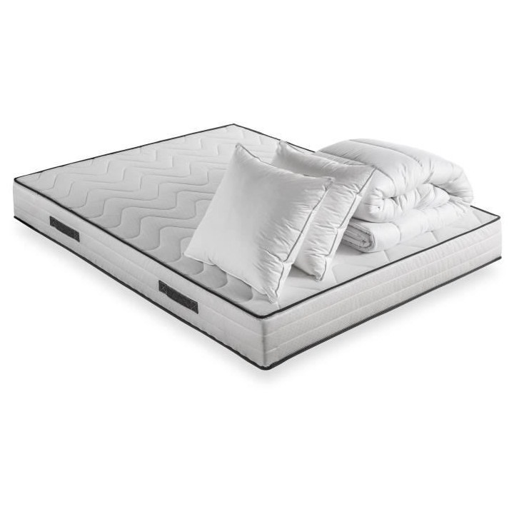Pack pret a dormir - Matelas + sommier 160x200 + couette + 2 oreillers
