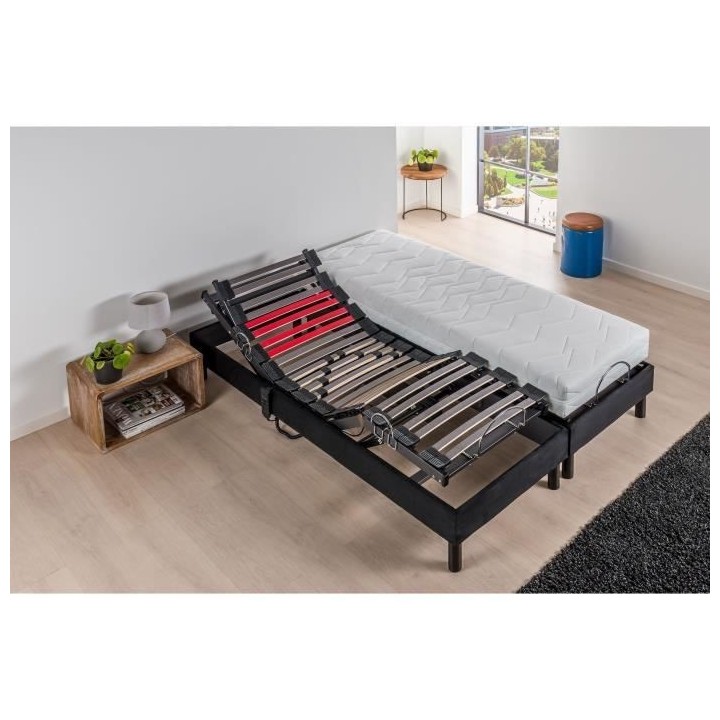 DEKODREAM Ensemble Relaxation Matelas mousse 2x90x200 cm + Sommier TPR