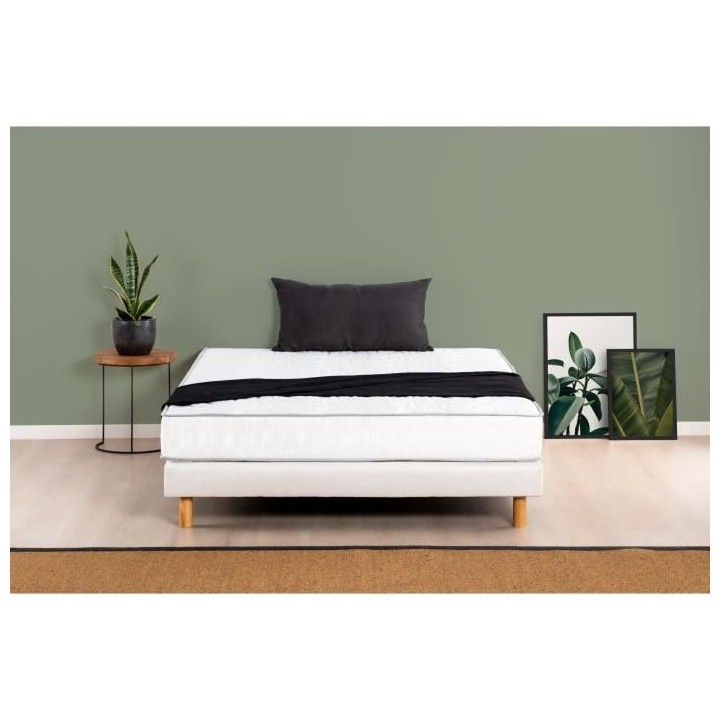 Ensemble Matelas + sommier 140x200cm - Mousse - 5 zones - Ferme - DEKO