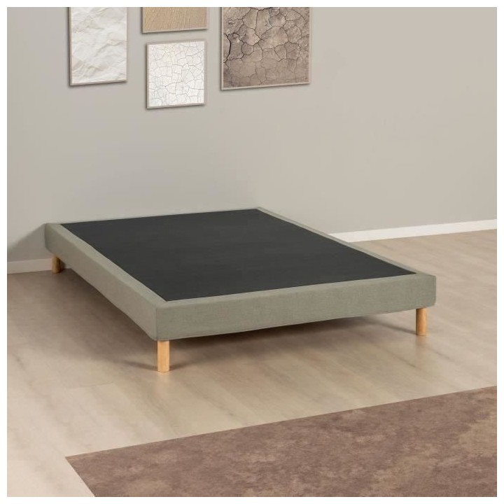 Sommier tapissier - 160x200 cm - Vert olive - Kit - DEKO DREAM Eazyx