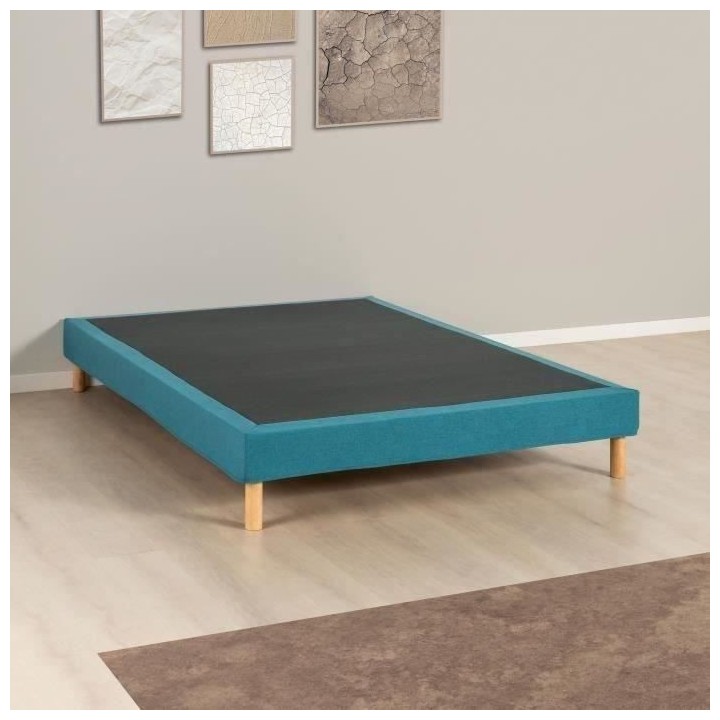 Sommier tapissier - 160x200 cm - Bleu turquoise - Kit - DEKO DREAM Eaz