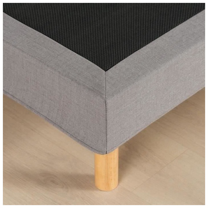 Sommier tapissier - 140x190 cm - Gris clair - Kit - DEKO DREAM Eazyx