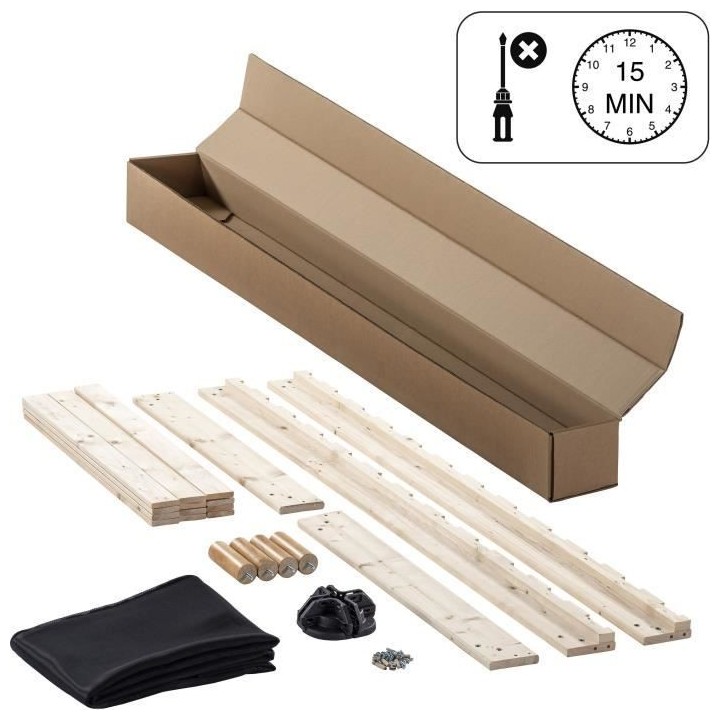 Sommier tapissier - 160x200 cm - Gris clair - Kit - DEKO DREAM Eazyx