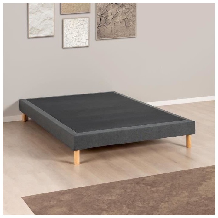 Sommier tapissier - 160x200 cm - Gris anthracite - Kit - DEKO DREAM Ea