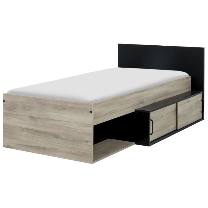 GAMI Erquy Lit enfant avec rangement - Décor Chene Kronberg clair et