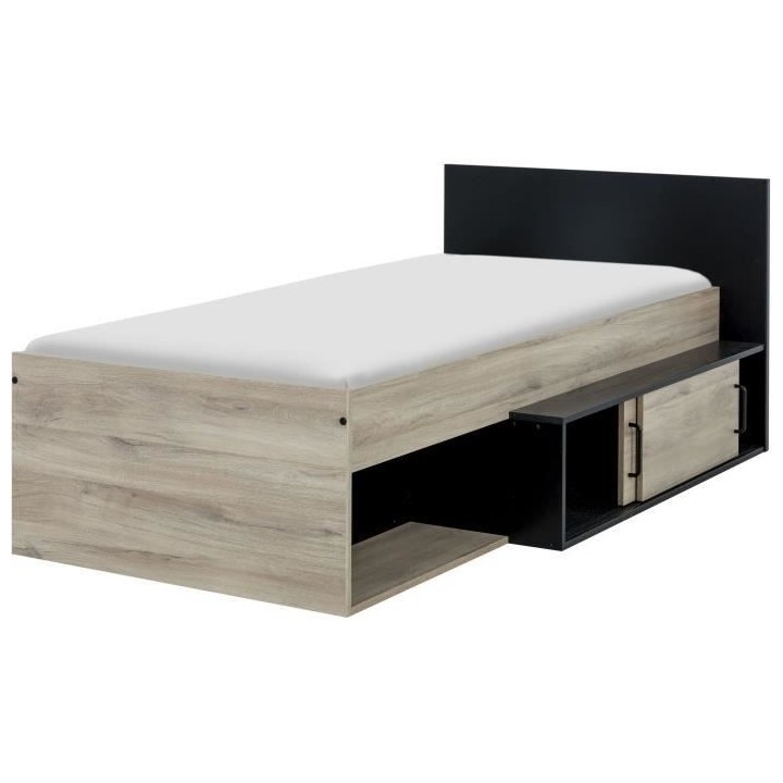 GAMI Erquy Lit enfant avec rangement - Décor Chene Kronberg clair et