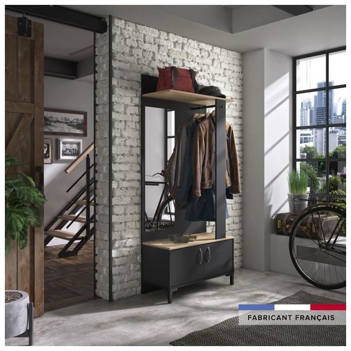 GAMI Meuble d'entrée 2 portes - Made in France - Décor chene sonoma