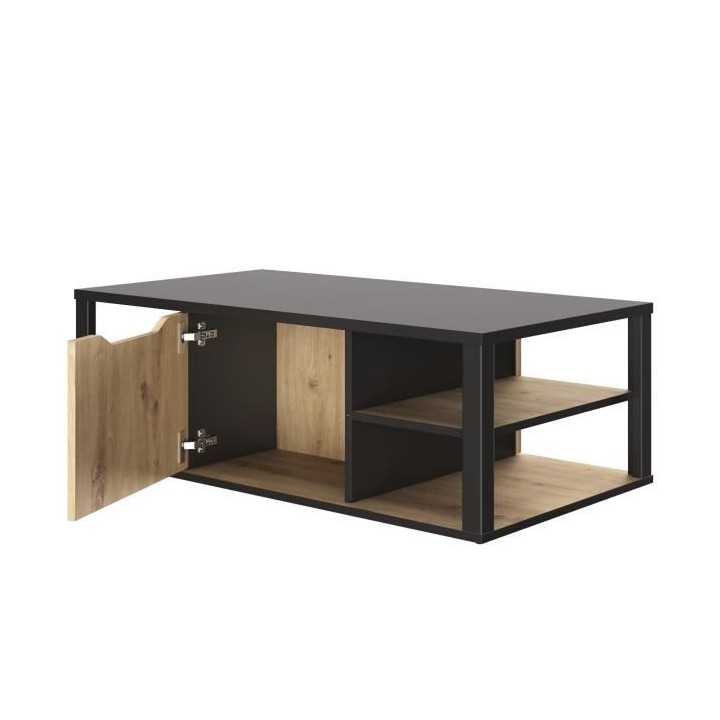 GAMI Table basse bar- Décor Noir et chene Artisan - L 110 x H 38 x P