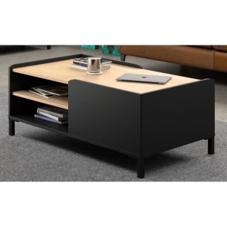 Table basse Gami - Décor châtaigner et noir - L 106 x P 60 x H 42 cm