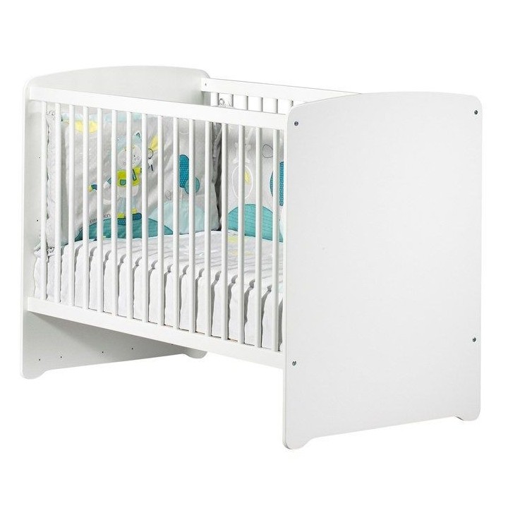 Lit bébé - 120 x 60 cm - Babyprice Basic - En bois blanc