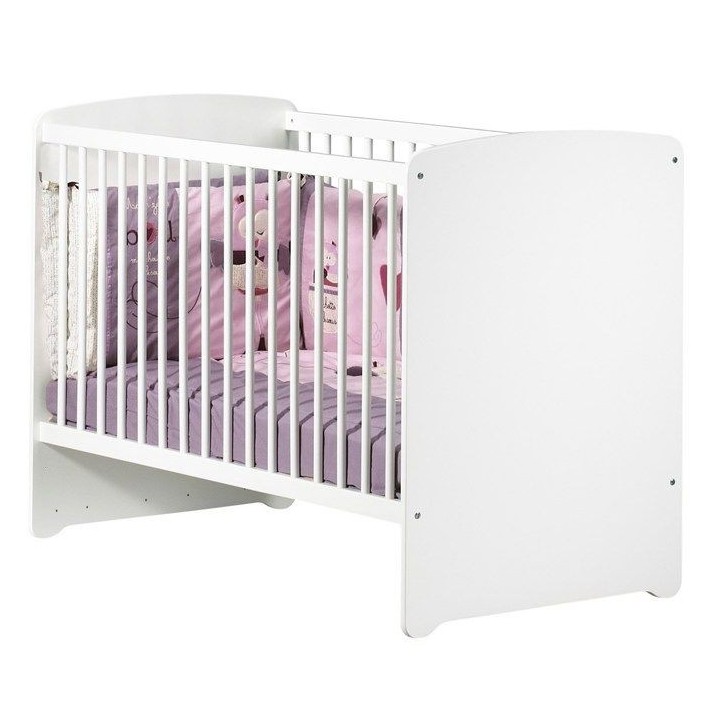 Lit bébé - 120 x 60 cm - Babyprice Basic - En bois blanc