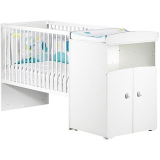 Lit bébé combiné évolutif - BABY PRICE - Basic - Blanc - Bouton co